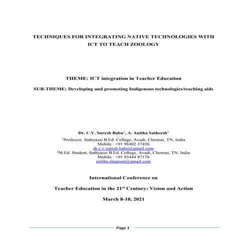 Techniques for integrating native technologies with ict to teach zoology