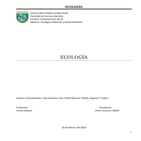 Aniurcar pérez ecología