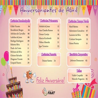 Cartaz de aniversariantes 