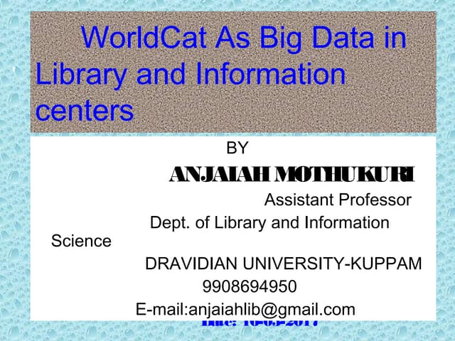 WORLD CAT AS  BIG DATA