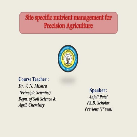 Site Specific nutrient Management for Precision Agriculture - Anjali Patel (I...