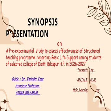 anjali;synopsis.pptx for research presentation | PPTX