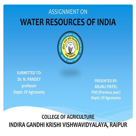 water Resources of India - By Anjali Patel mam (IGKV Raipur, C.G)
