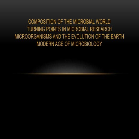 composition of the microbial world and turning points in microbiological rese...
