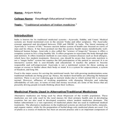 Traditional wisdom of Indian medicine