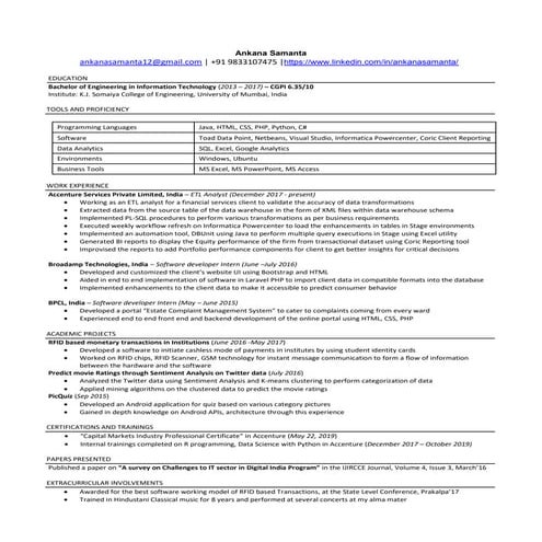 Ankana Samanta Resume