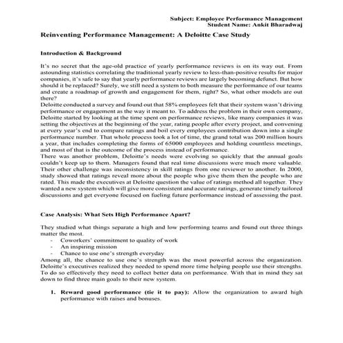 Reinventing Performance Management: A Deloitte Case Study