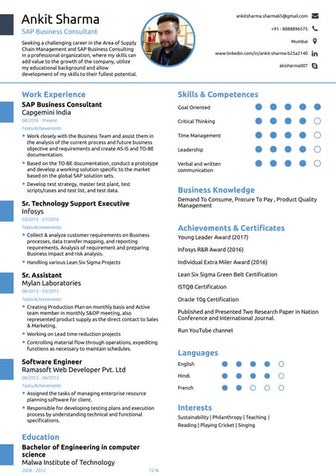 One Page Resume