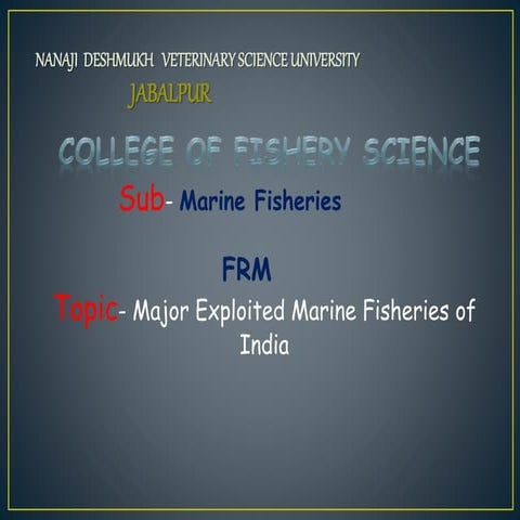 Major Exploited Marine Fisheries of India