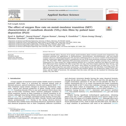 The effect of oxygen flow rate on metal–insulator transition (MIT ...