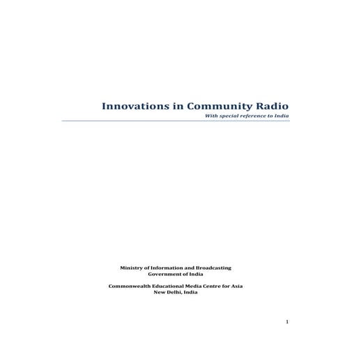 Innovations in Community Radio