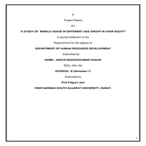 Survey Report on Mobile usage among different age group