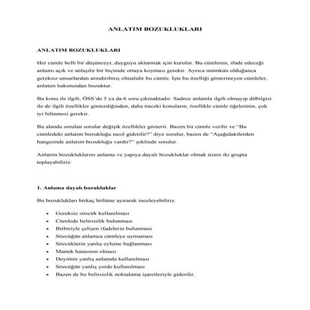 Anlatim Bozukluklari