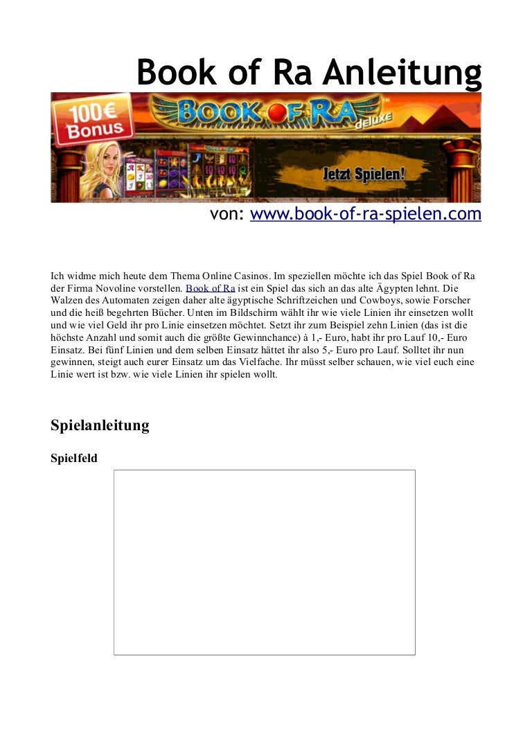 Anleitung Book Of Ra Anleitung Book Of Ra
