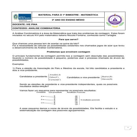 Análise combinatória 2016