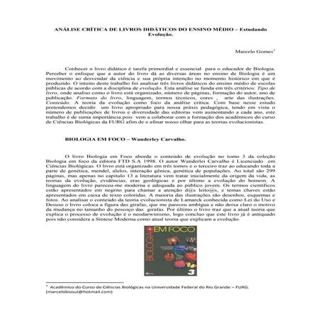 Análise de livros didáticos de biologia 