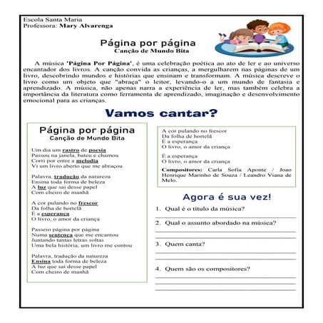 Análise e interpretação da  letra da música Página Por Página - Mundo Bita.