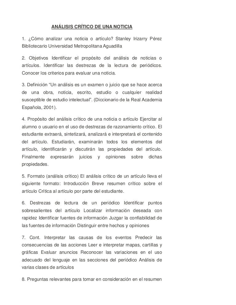 Análisis crítico de una noticia