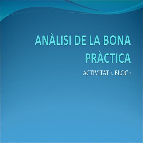 Anàlisi de la bona pràctica