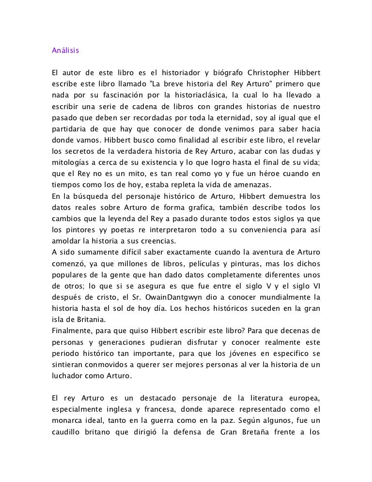 Análisis del libro Rey Arturo
