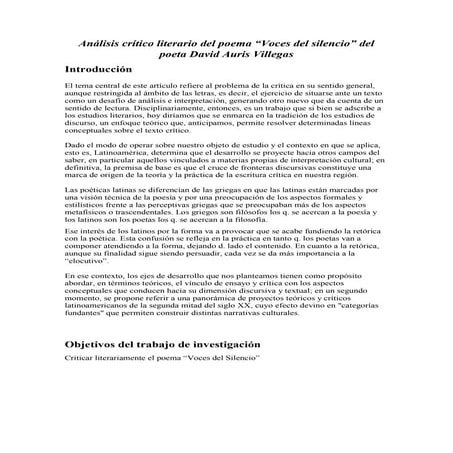 Análisis crítico literario del poema de David Auris Villegas