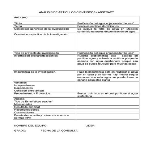 Análisis de artículos científicos