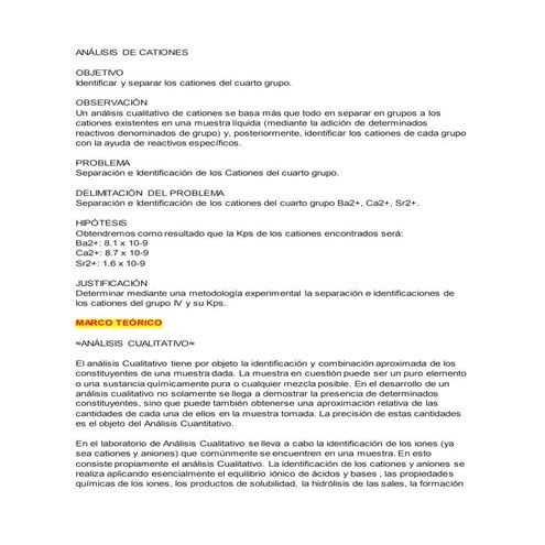Análisis de cationes de quimica analitica