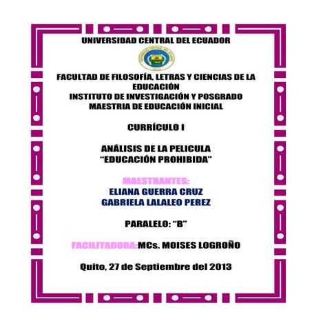 Análisis de la película Educación Prohibida