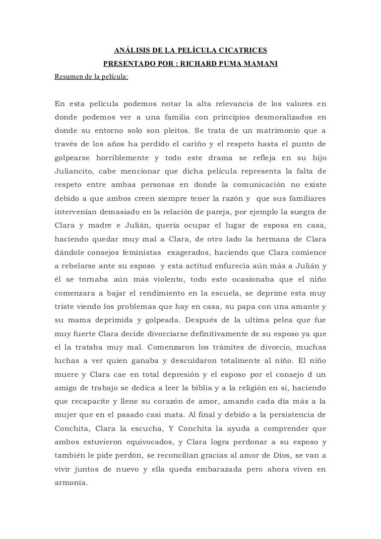 Analisis De La Pelicula Cicatrices