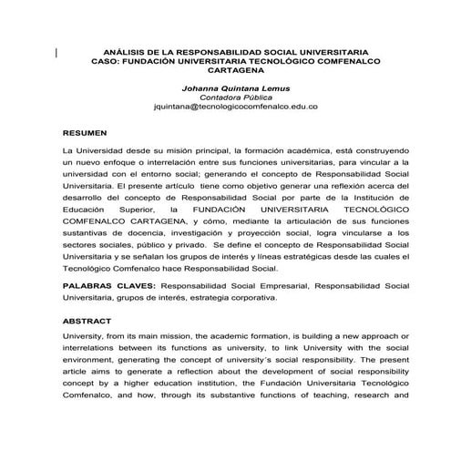 Análisis de la responsabilidad social universitaria