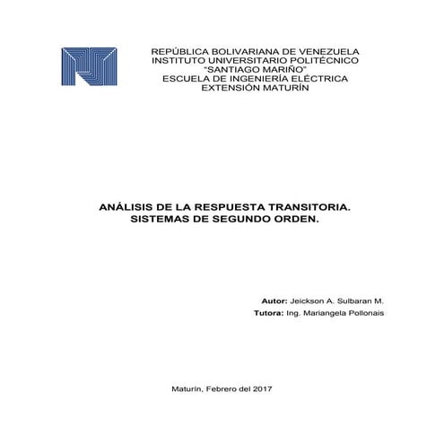 Análisis de la respuesta transitoria. sistemas de segundo orden