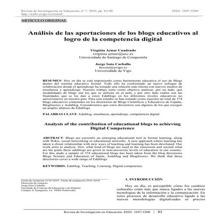Análisis de las aportaciones de los blogs educativos al logro de la competenc...