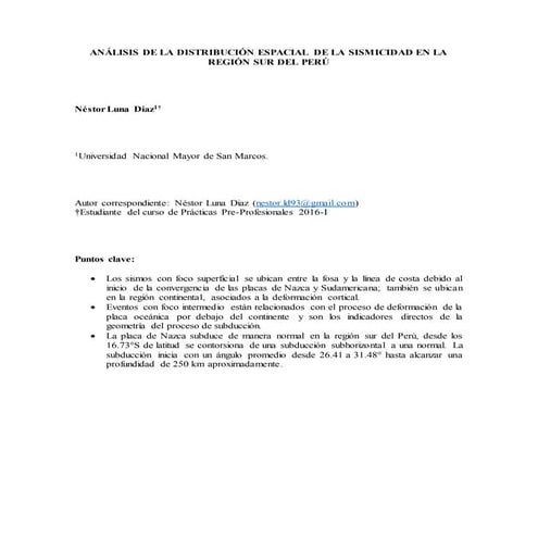 Análisis de la sismicidad en la región sur del perú   rev1.3