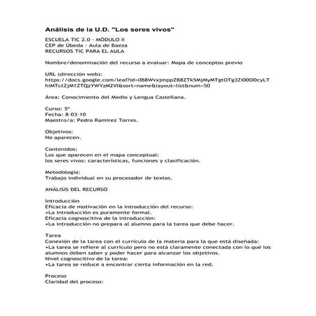 AnáLisis De La U D  Los Seres Vivos