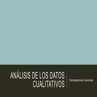 Análisis de los datos cualitativos