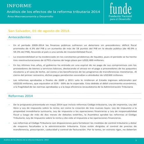 Análisis de los efectos de la reforma tributaria 2014 