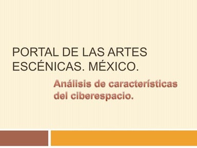 Análisis del portal de las artes escénicas