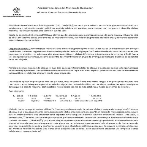Análisis fonológico del mixteco de huajuapan