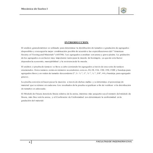 Análisis granulométrico del agregado fino
