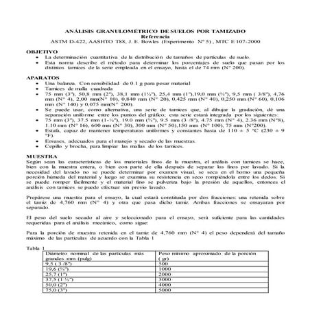 Análisis granulométrico de suelos por tamizado