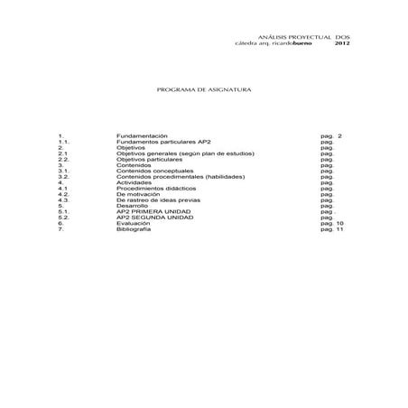 Análisis proyectual dos