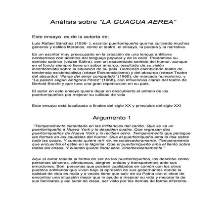 Análisis sobre guagua aerea