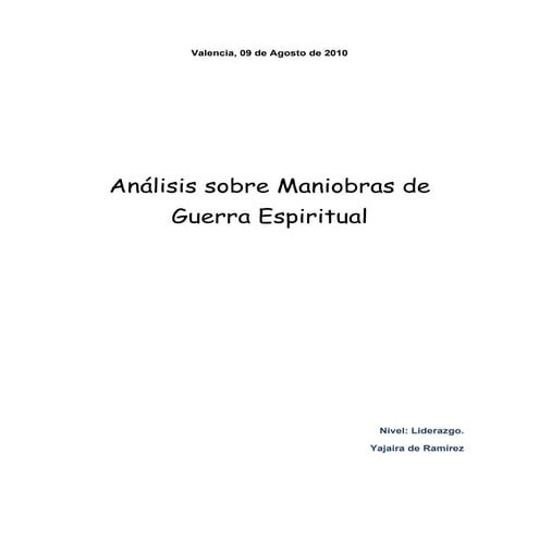 Análisis sobre maniobras de guerra espiritual