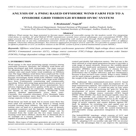 Anlysis of a pmsg based offshore wind farm fed to a onshore grid through hybr...
