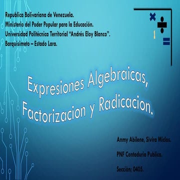 Expresiones Algebraicas, Factorización y Radicación.