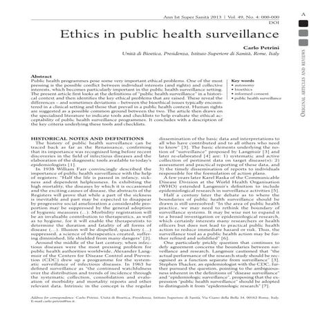 Ethics in public health surveillance
