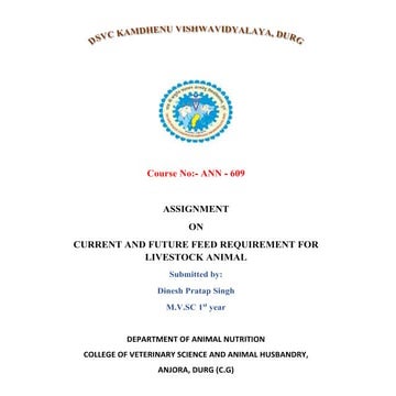 Current and Future Feed Requirement foe Livestock