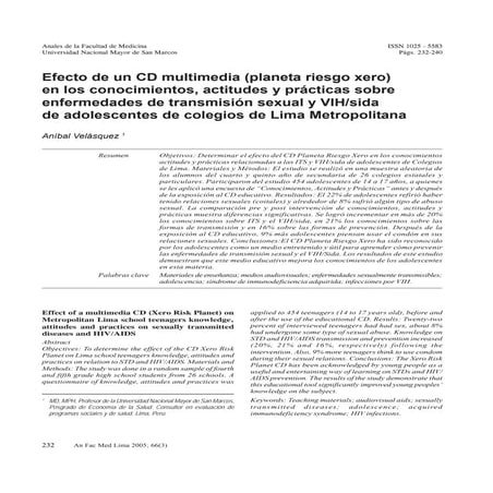 Efecto de un CD Multimedia sobre ITS y VIH/SIDA en los conocimientos, actitudes y practicas de adolescentes escolares