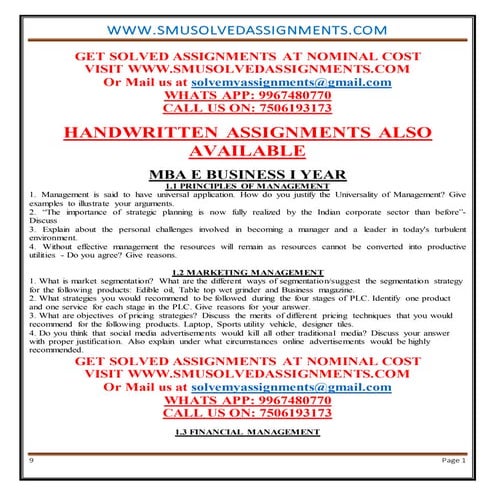 Annamalai solved mba assignments 9967480770