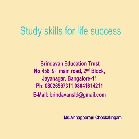 Annapoorani Chockalingam --Study Skills for Life Success